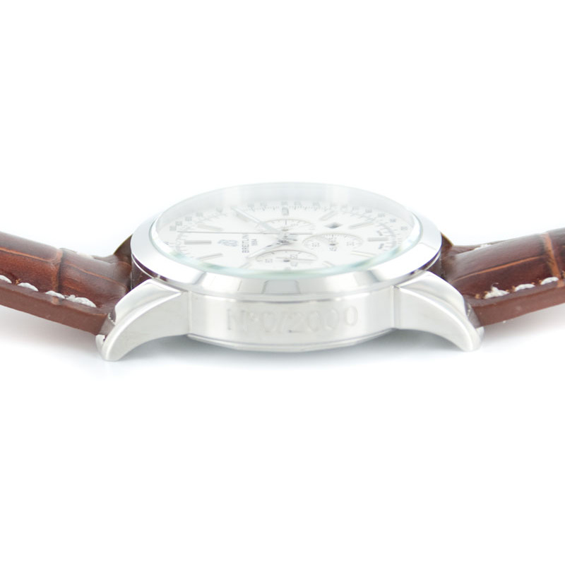 Breitling Transocean Chronograph weiss Lederband braun