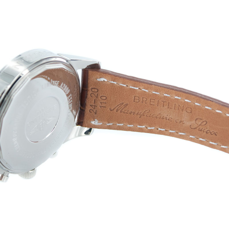 Breitling Transocean Chronograph weiss Lederband braun