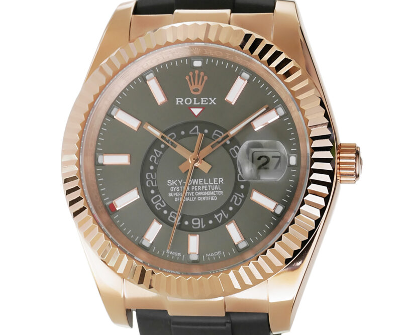 Rolex Sky-Dweller Oysterflex Rhodium Rosegold Kautschukarmband